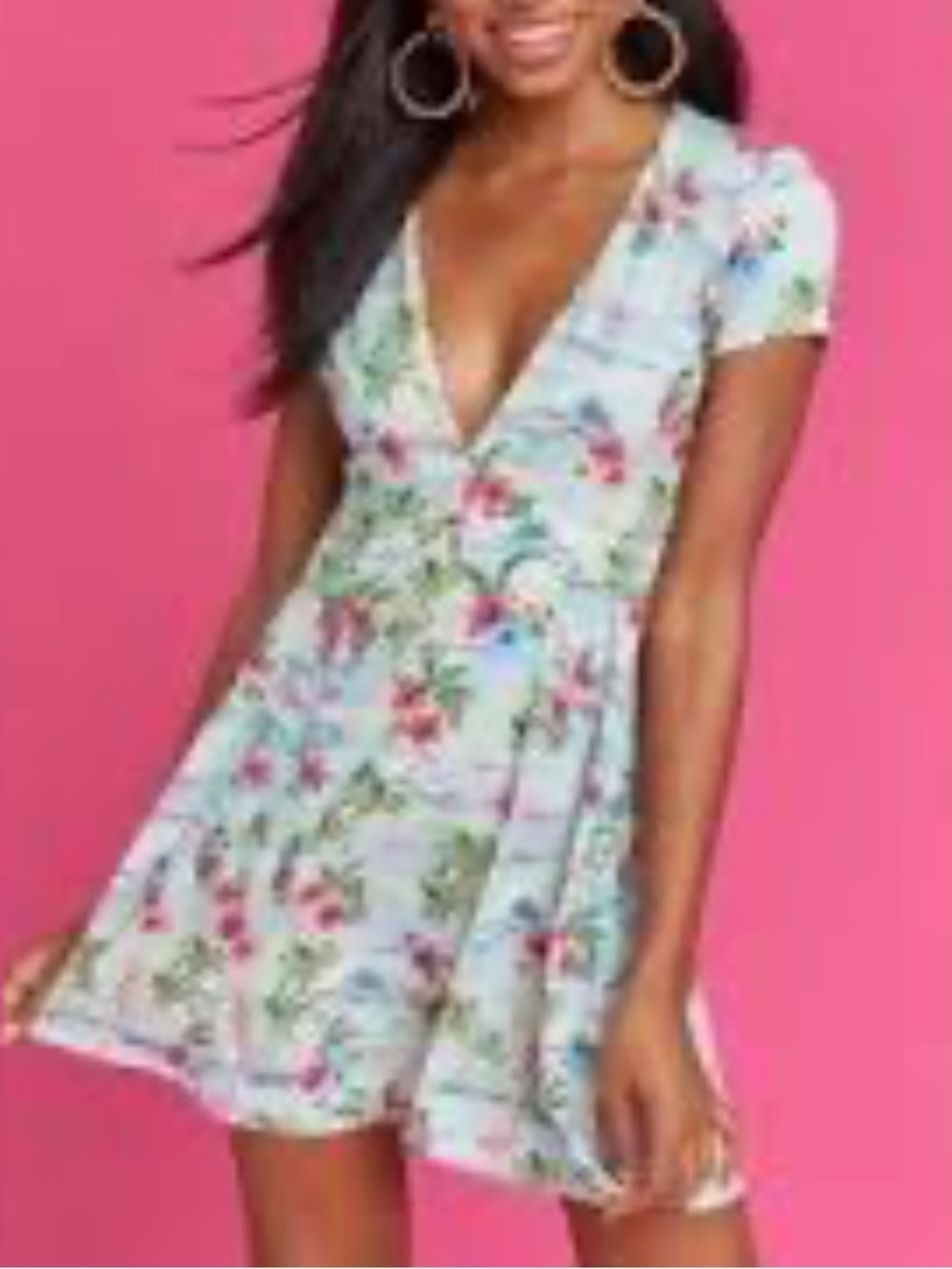 Show Me Your Mumu X Barbie Flamingo Cut Out V-Neck Mini Dress Size Small
